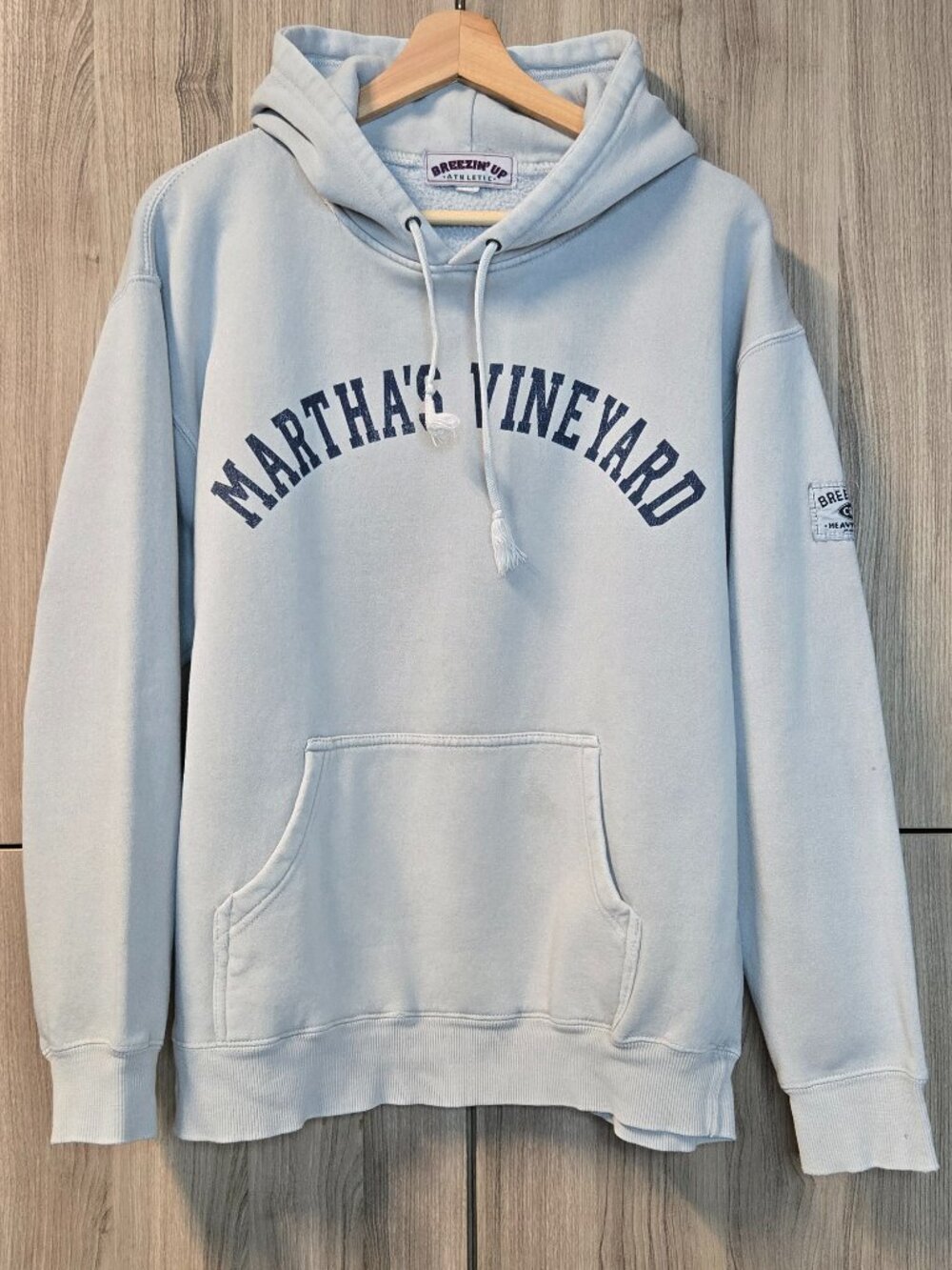 Vintage Martha's Vineyard Pullover Hoodie Sweater Mens Light Grey Spell Out L
